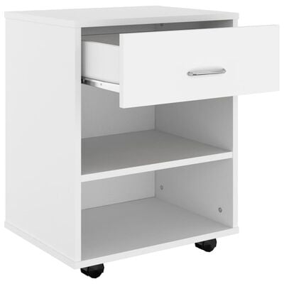 vidaXL Rolling Cabinet White 46x36x59 cm Engineered Wood, white vidaXL Rolling Cabinet White 46x36x59 cm Engineered Wood