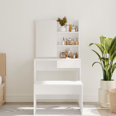 vidaXL Dressing Table with Mirror White 74.5x40x141 cm, white vidaXL Dressing Table with Mirror White 74.5x40x141 cm