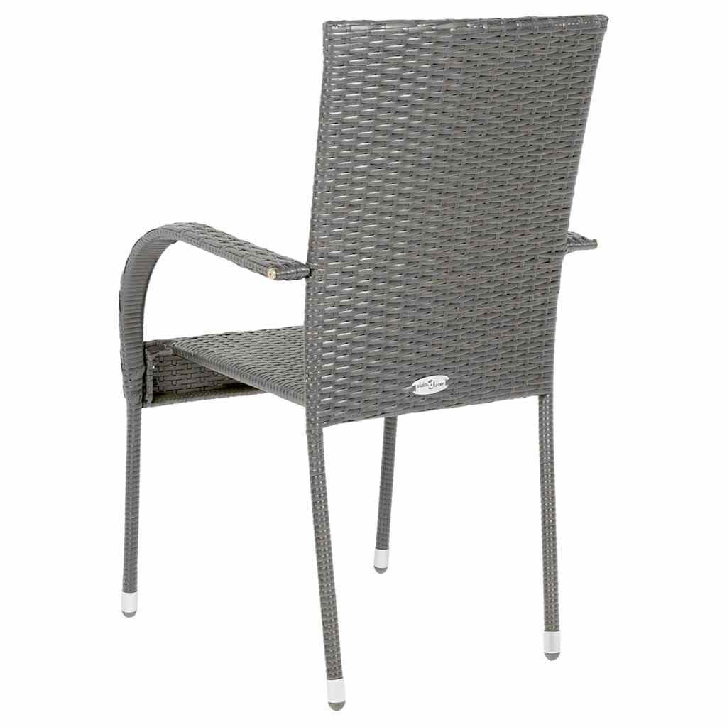 vidaXL Stackable Outdoor Chairs 4 pcs Grey Poly Rattan