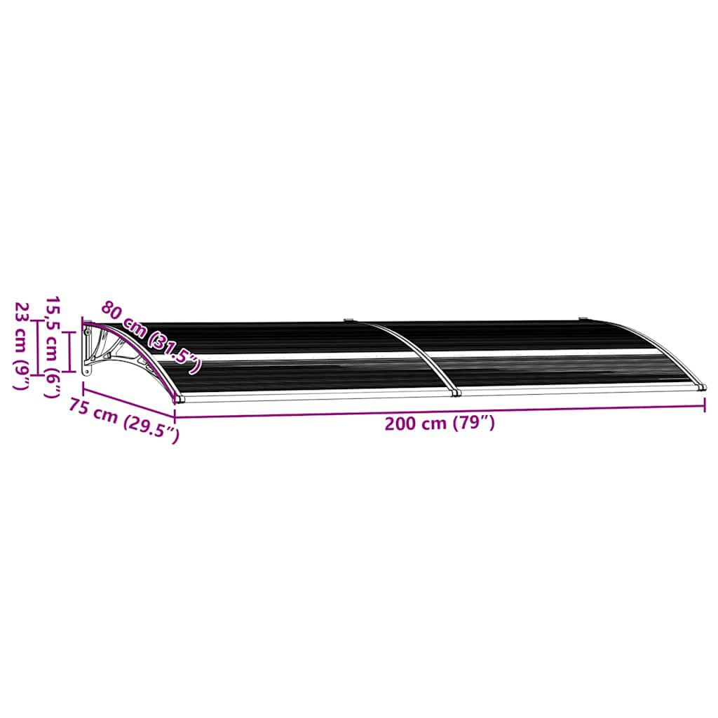 vidaXL Door Canopy Black 200x75 cm PC