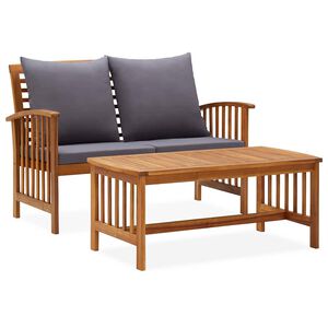 vidaXL 2 Piece Garden Lounge Set with Cushions Solid Acacia Wood