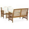 vidaXL 3 Piece Garden Lounge Set with Cushions Solid Acacia Wood