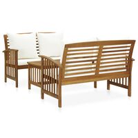 vidaXL 3 Piece Garden Lounge Set with Cushions Solid Acacia Wood, cream white vidaXL 3 Piece Garden Lounge Set with Cushions Solid Acacia Wood