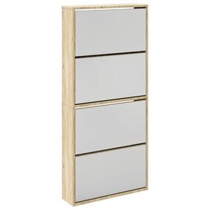 vidaXL Shoe Cabinet 4-Layer Mirror Oak 63x17x134 cm