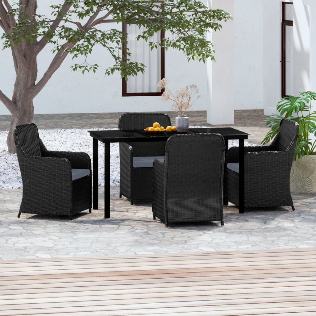 vidaXL 5 Piece Garden Dining Set with Cushions Black