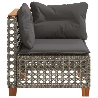vidaXL Garden Sofa Corner with Cushions Grey Poly Rattan, grey and dark grey vidaXL Garden Sofa Corner with Cushions Grey Poly Rattan