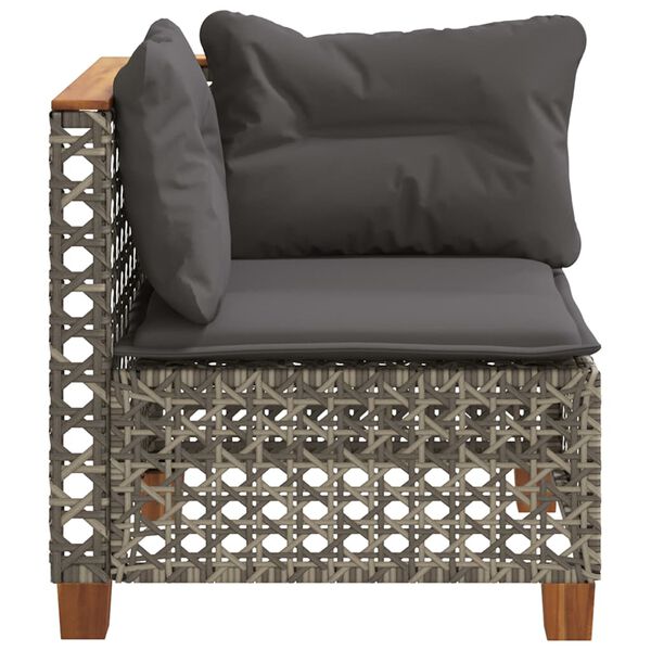 vidaXL Garden Sofa Corner with Cushions Grey Poly Rattan