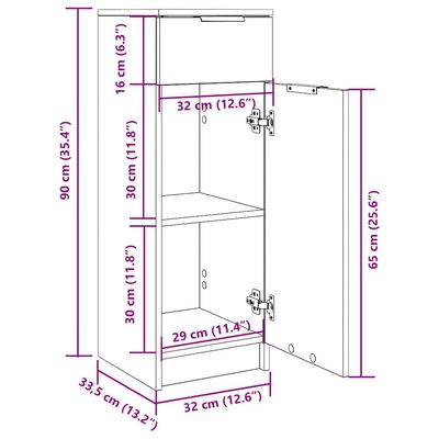 vidaXL Bathroom Cabinet Smoked Oak 32x34x90 cm Engineered Wood, smoked oak vidaXL Bathroom Cabinet Smoked Oak 32x34x90 cm Engineered Wood