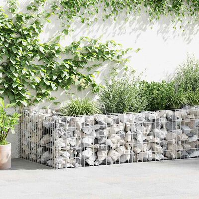 vidaXL Gabion Planter Galvanised Steel 180x90x50 cm,  vidaXL Gabion Planter Galvanised Steel 180x90x50 cm