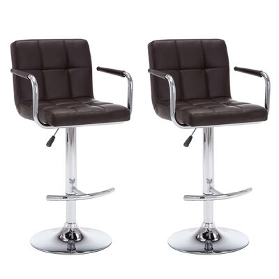 vidaXL Bar Stools 2 pcs Brown Faux Leather, brown vidaXL Bar Stools 2 pcs Brown Faux Leather