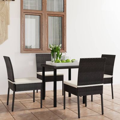 vidaXL 5 Piece Garden Dining Set Poly Rattan Black, black vidaXL 5 Piece Garden Dining Set Poly Rattan Black