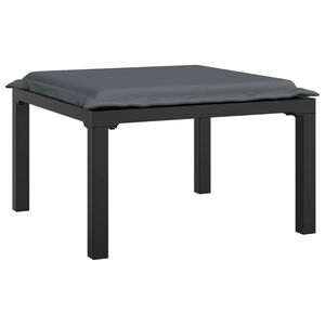vidaXL Garden Footstool with Cushion Black and Grey Poly Rattan