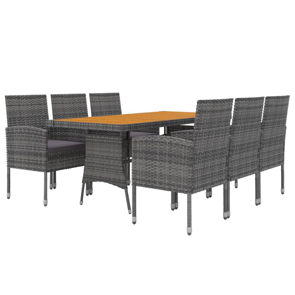 vidaXL 7 Piece Outdoor Dining Set Poly Rattan Grey
