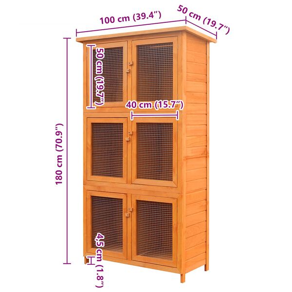 vidaXL Animal Rabbit Cage 6 Rooms Wood