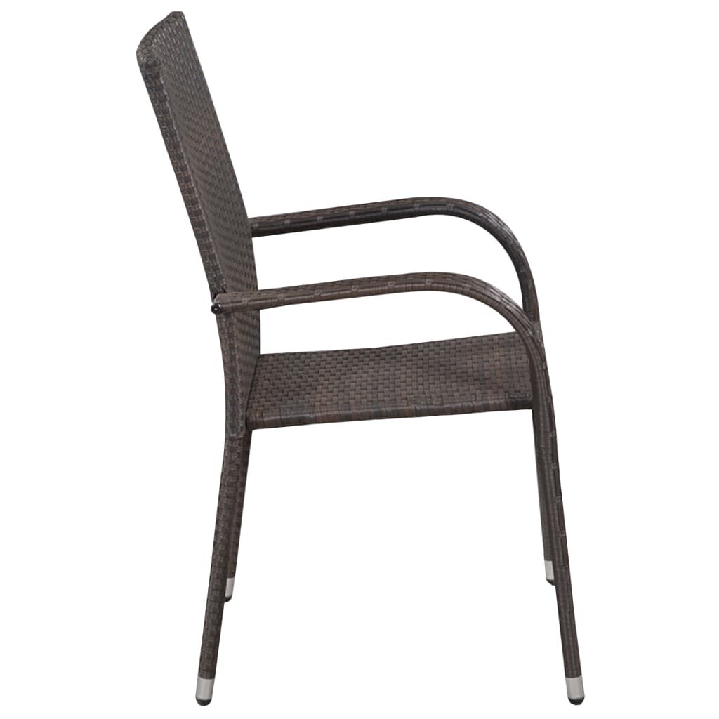 vidaXL Stackable Outdoor Chairs 6 pcs Poly Rattan Brown