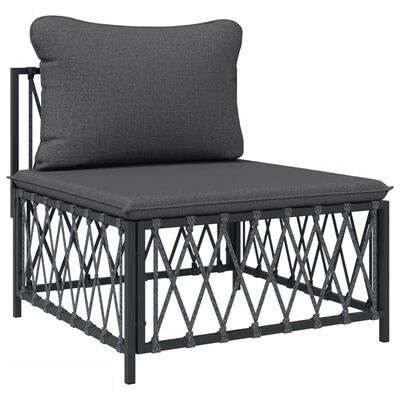 vidaXL 8 Piece Garden Lounge Set with Cushions Anthracite Steel, anthracite vidaXL 8 Piece Garden Lounge Set with Cushions Anthracite Steel