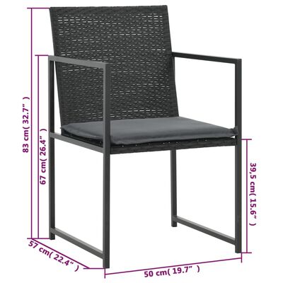 vidaXL 5 Piece Outdoor Dining Set with Cushions Poly Rattan Black, black vidaXL 5 Piece Outdoor Dining Set with Cushions Poly Rattan Black