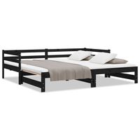 vidaXL Pull-out Day Bed without Mattress Black 2x(90x200)cm, black vidaXL Pull-out Day Bed without Mattress Black 2x(90x200)cm