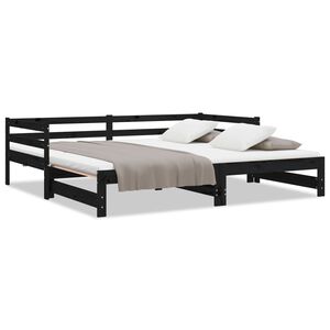 vidaXL Pull-out Day Bed without Mattress Black 2x(90x200)cm
