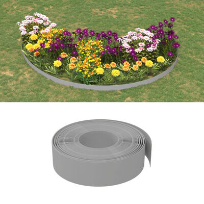 vidaXL Garden Edgings 5 pcs Grey 10 m 15 cm Polyethylene, grey vidaXL Garden Edgings 5 pcs Grey 10 m 15 cm Polyethylene