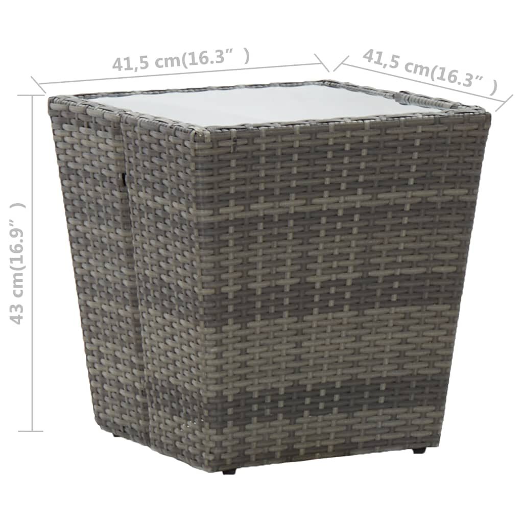 vidaXL 3 Piece Bistro Set Poly Rattan and Tempered Glass Grey
