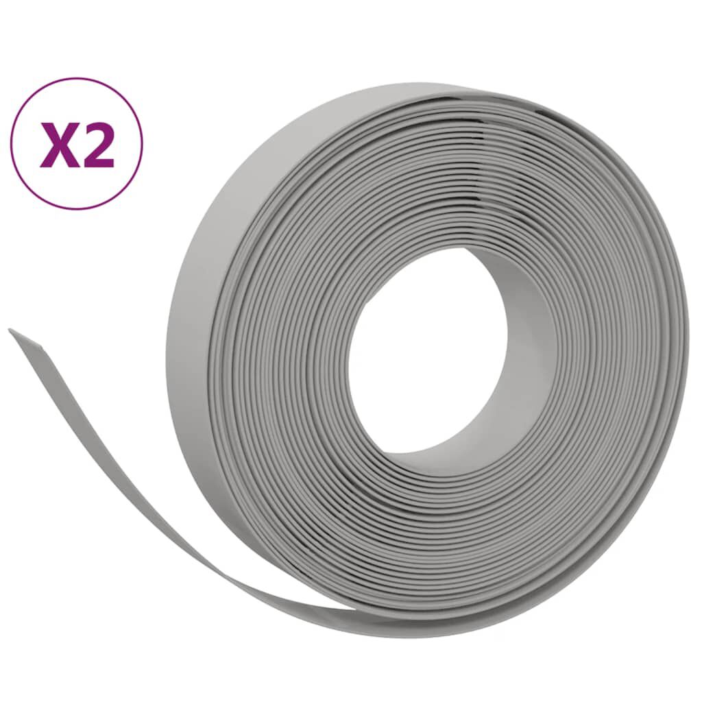 vidaXL Garden Edgings 2 pcs Grey 10 m 10 cm Polyethylene