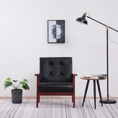 vidaXL Armchair Black Faux Leather, black vidaXL Armchair Black Faux Leather