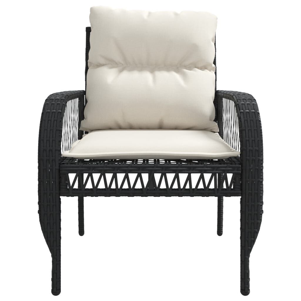 vidaXL 4 Piece Garden Sofa Set with Cushions Black Poly Rattan