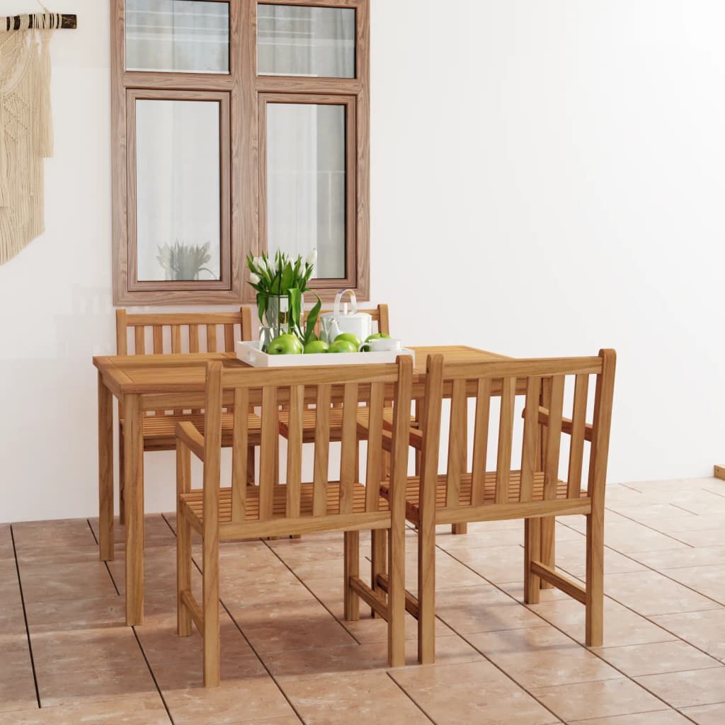 vidaXL 5 Piece Garden Dining Set Solid Teak Wood