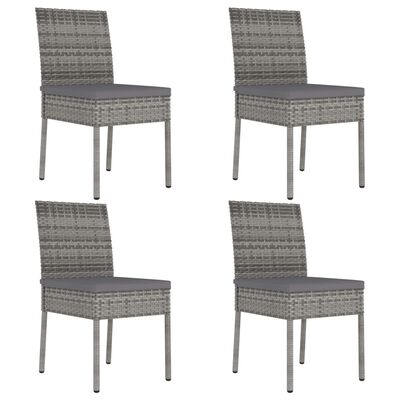vidaXL Garden Dining Chairs 4 pcs Poly Rattan Grey, grey vidaXL Garden Dining Chairs 4 pcs Poly Rattan Grey