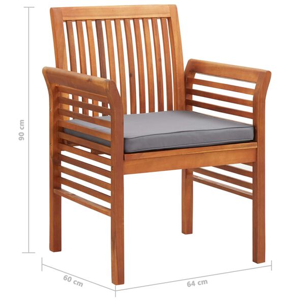 vidaXL Garden Dining Chairs with Cushions 2 pcs Solid Acacia Wood