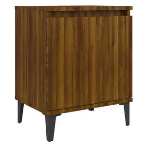 vidaXL Bed Cabinet with Metal Legs Brown Oak 40x30x50 cm