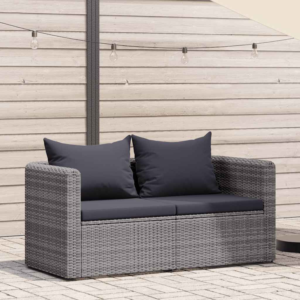 vidaXL Garden Corner Sofas 2 pcs Grey Poly Rattan