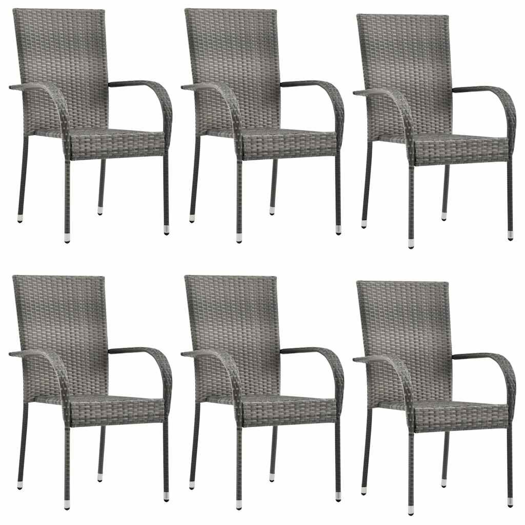 vidaXL Stackable Outdoor Chairs 4 pcs Grey Poly Rattan