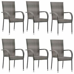 vidaXL Stackable Outdoor Chairs 4 pcs Grey Poly Rattan