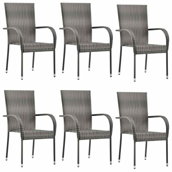 vidaXL Stackable Outdoor Chairs 4 pcs Grey Poly Rattan