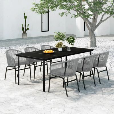vidaXL 7 Piece Garden Dining Set Grey, grey vidaXL 7 Piece Garden Dining Set Grey
