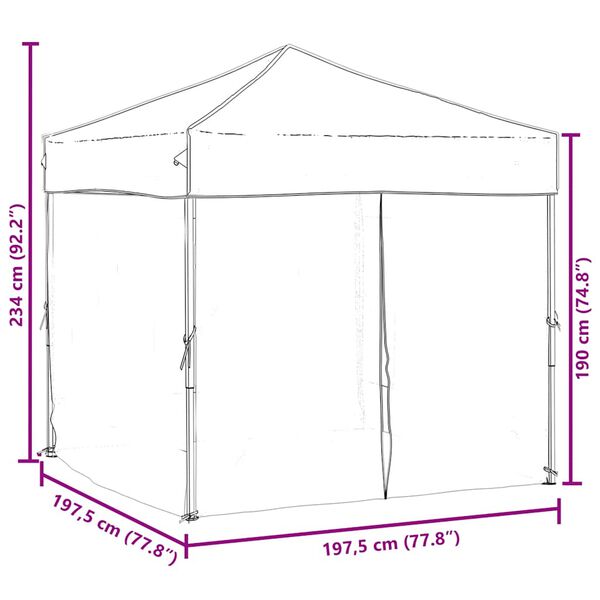 vidaXL Folding Party Tent with Sidewalls Taupe 2x2 m