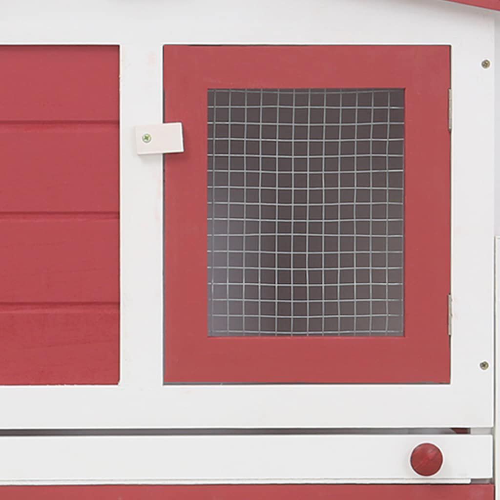 vidaXL Outdoor Large Rabbit Hutch Red and White 201x45x85 cm Wood