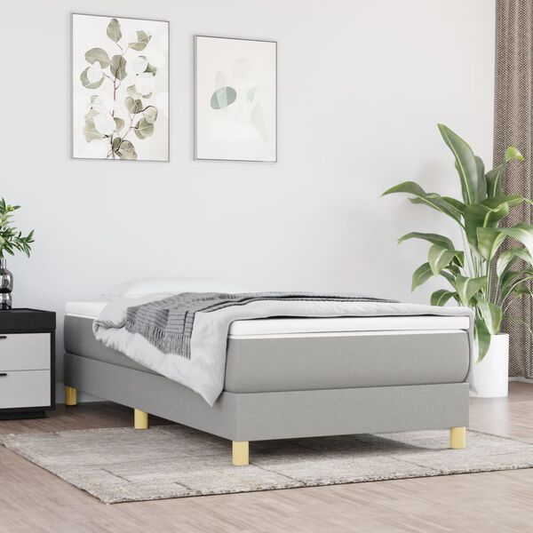 vidaXL Bed Frame without Mattress Light Grey 90x200 cm Fabric