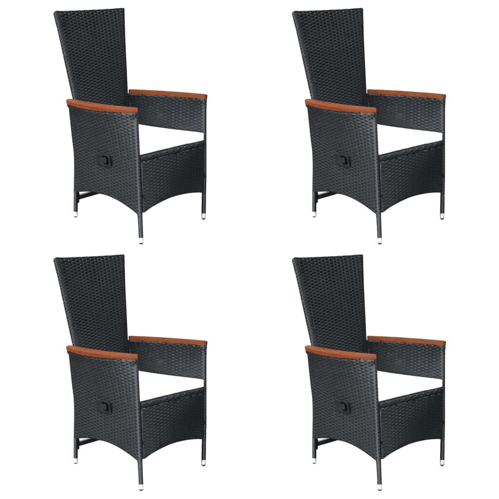 vidaXL 7 Piece Garden Dining Set Poly Rattan Black