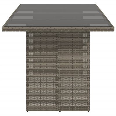 vidaXL Garden Table with Glass Top Grey 190x80x74 cm Poly Rattan, grey vidaXL Garden Table with Glass Top Grey 190x80x74 cm Poly Rattan