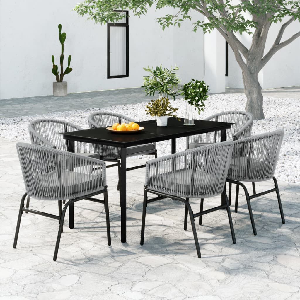 vidaXL 7 Piece Garden Dining Set Grey