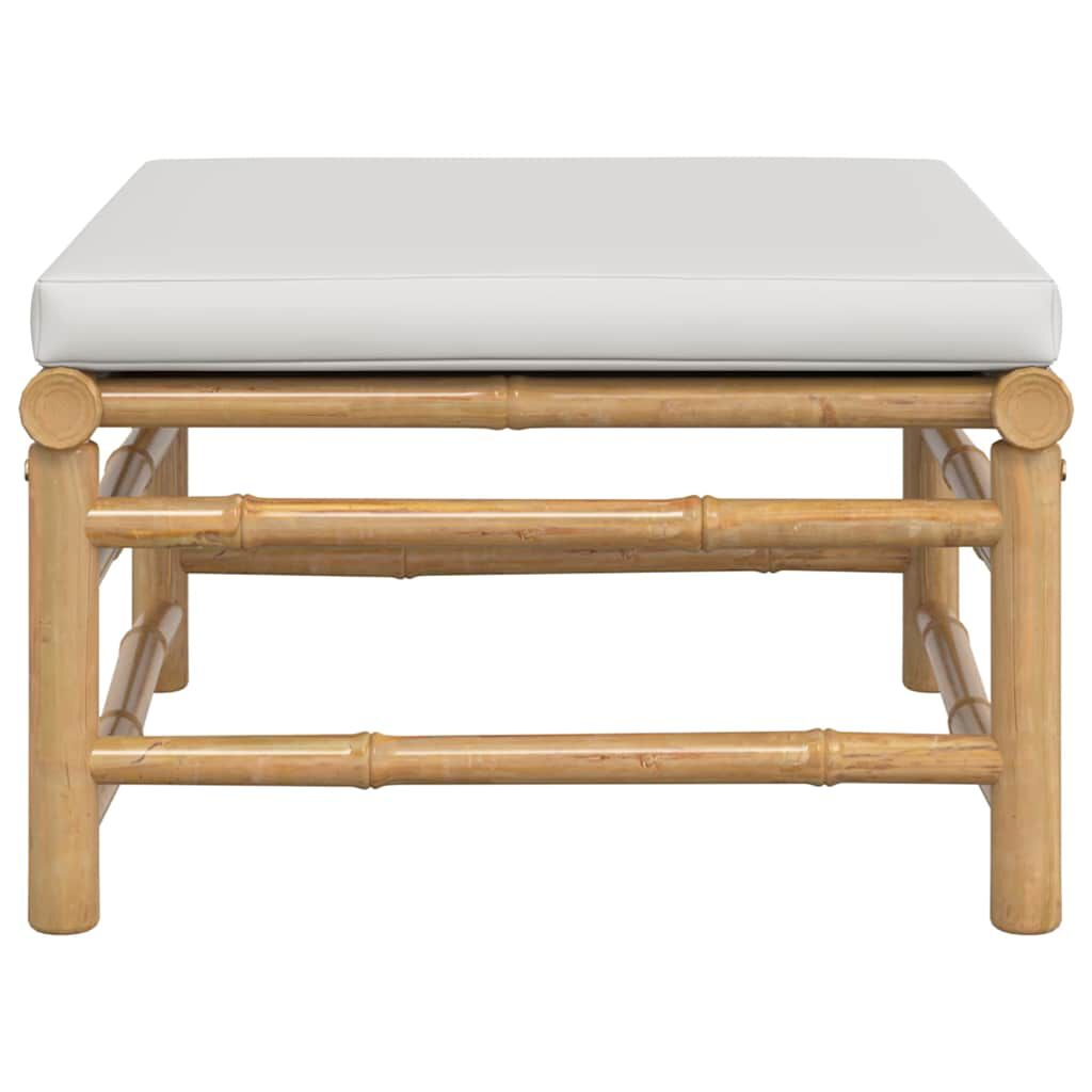 vidaXL Garden Footstool with Light Grey Cushion Bamboo