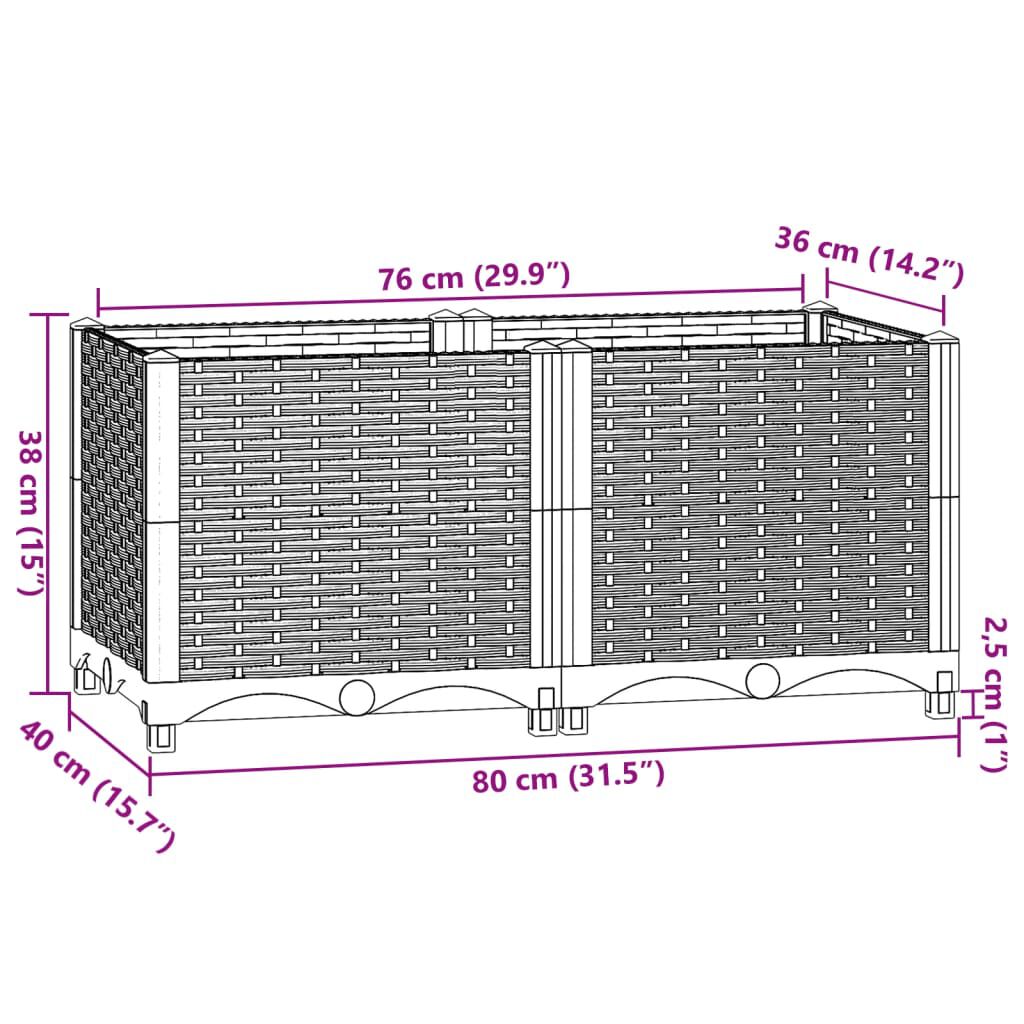 vidaXL Raised Bed 80x40x38 cm Polypropylene