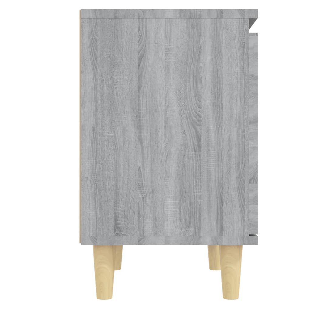 vidaXL Bed Cabinet with Solid Wood Legs Grey Sonoma 40x30x50 cm