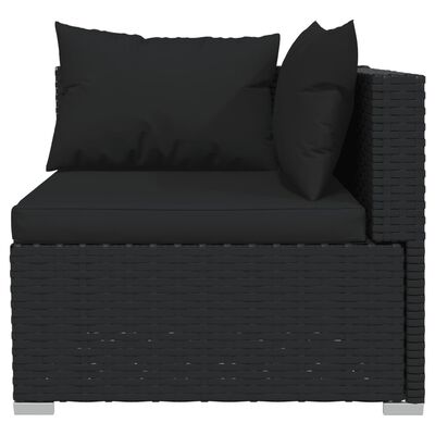 vidaXL 7 Piece Garden Lounge Set with Cushions Poly Rattan Black, black vidaXL 7 Piece Garden Lounge Set with Cushions Poly Rattan Black