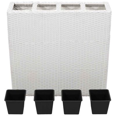 vidaXL Garden Raised Bed with 4 Pots Poly Rattan White, white vidaXL Garden Raised Bed with 4 Pots Poly Rattan White