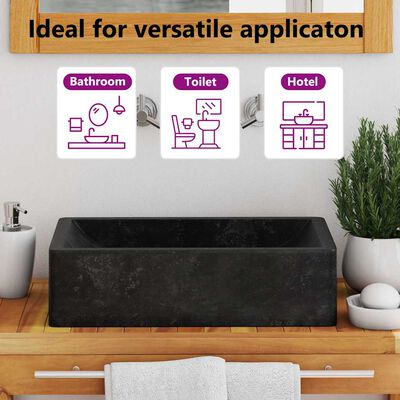vidaXL Sink 45x30x12 cm Marble High Gloss Black, black vidaXL Sink 45x30x12 cm Marble High Gloss Black