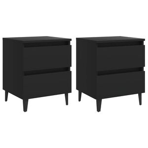 vidaXL Bed Cabinet | Set of 2 | Black | Engineered wood | Bed Cabinet